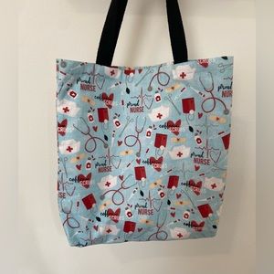 Light Blue Nurse Print Handmade Tote Bag